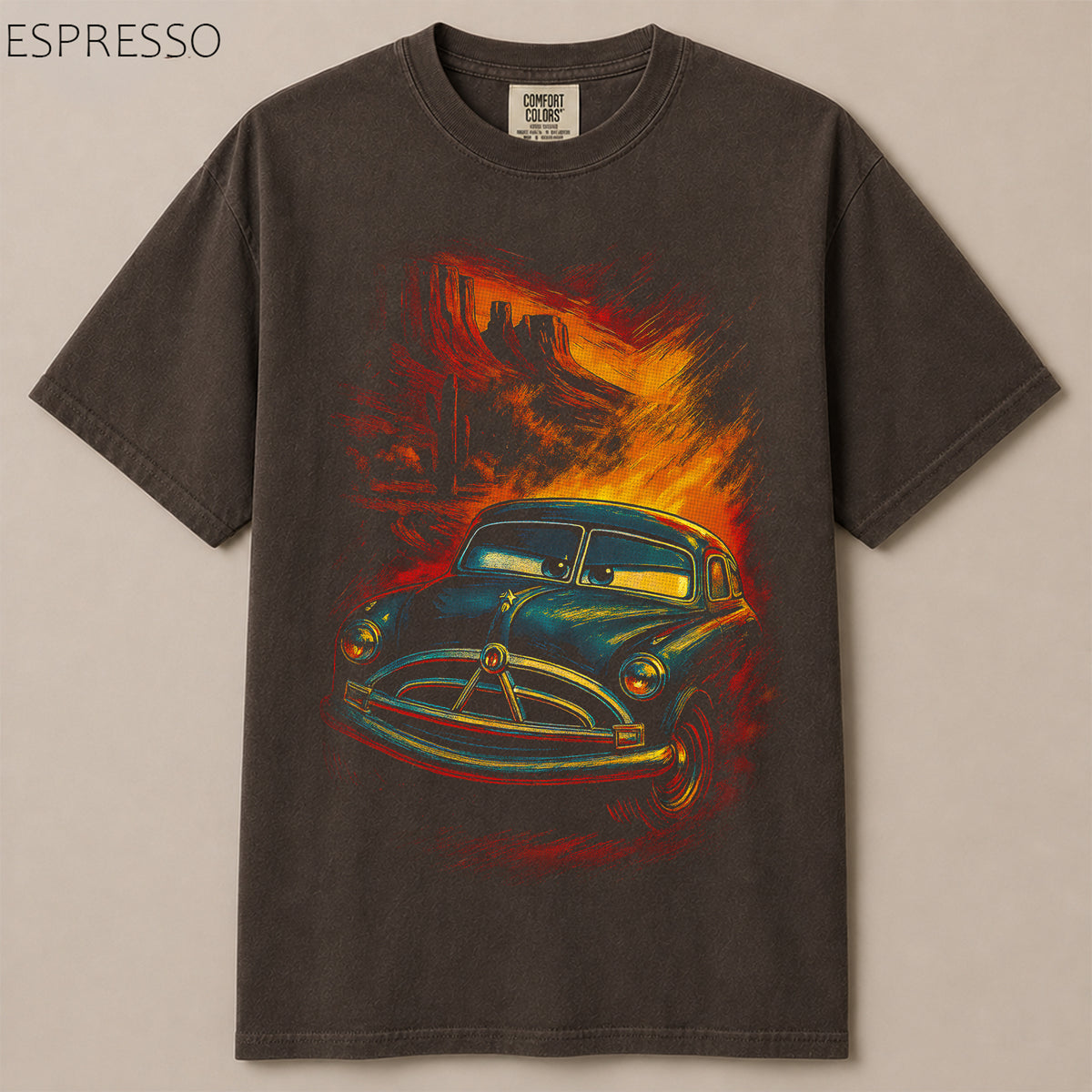 Doc Hudson Desert Sunset Vintage Car Graphic Tee