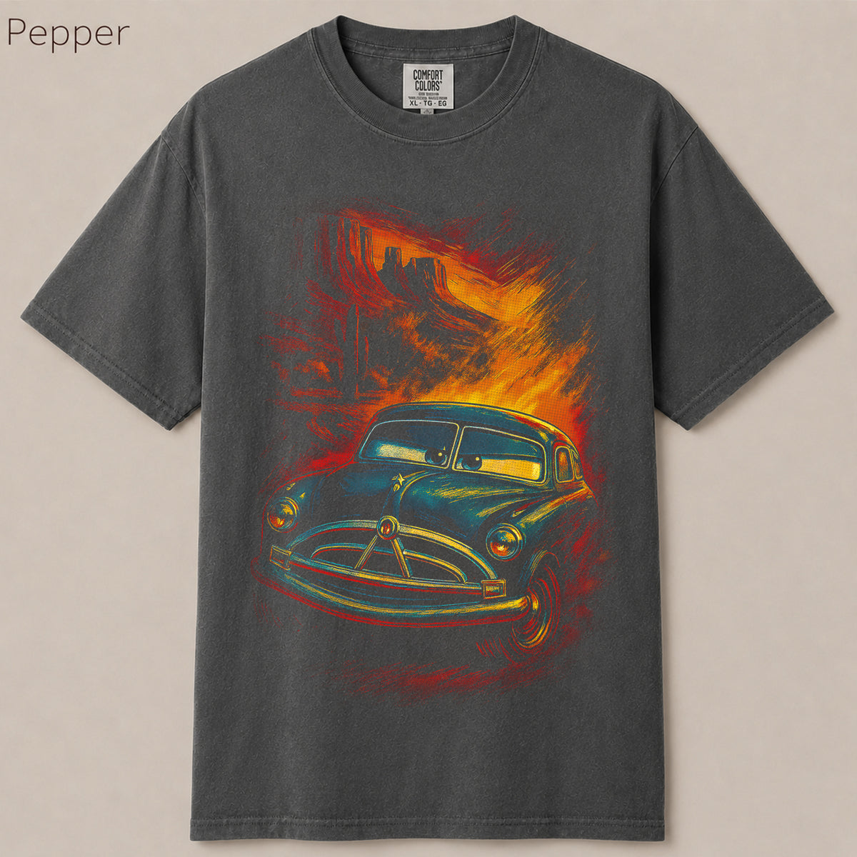 Doc Hudson Desert Sunset Vintage Car Graphic Tee