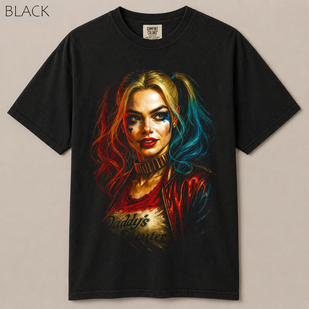 Harley Quinn Colorful Hair Pop Art Graphic Tee