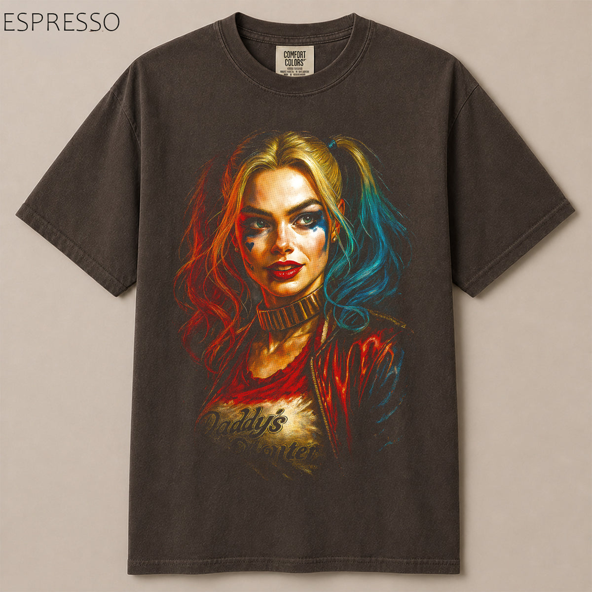 Harley Quinn Colorful Hair Pop Art Graphic Tee