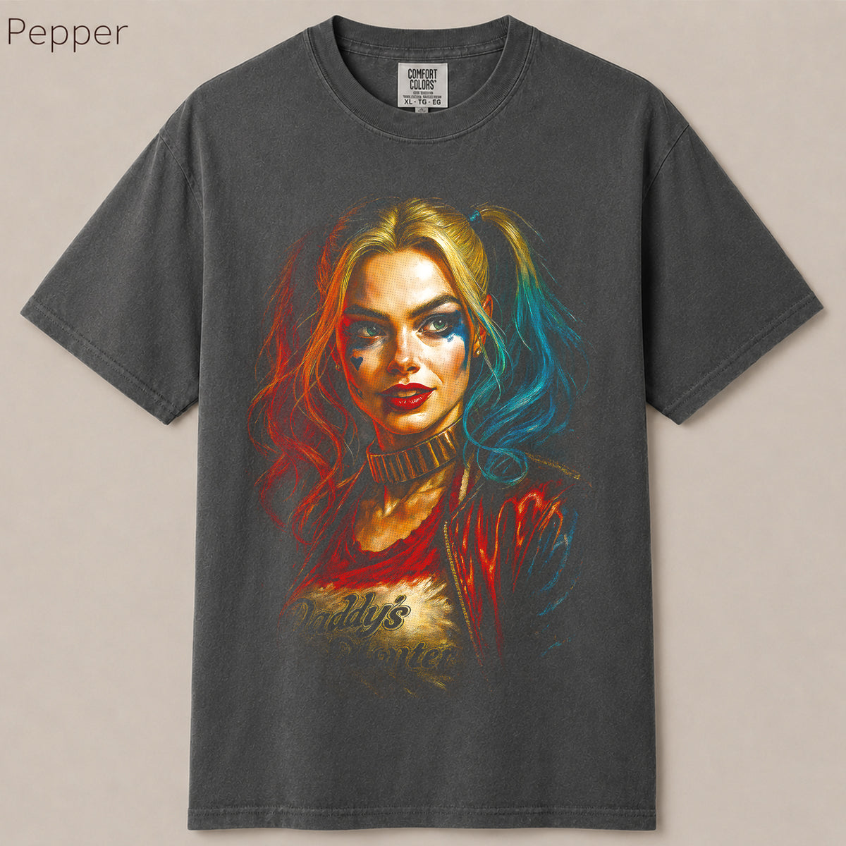 Harley Quinn Colorful Hair Pop Art Graphic Tee