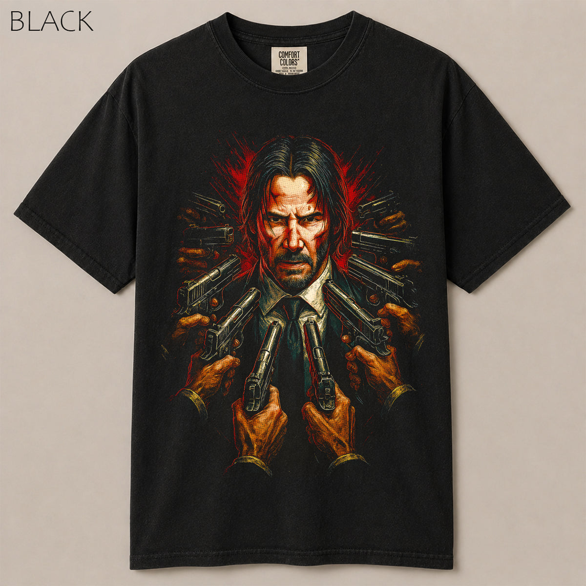 John Wick Surrounded By Guns Action Graphic Tee