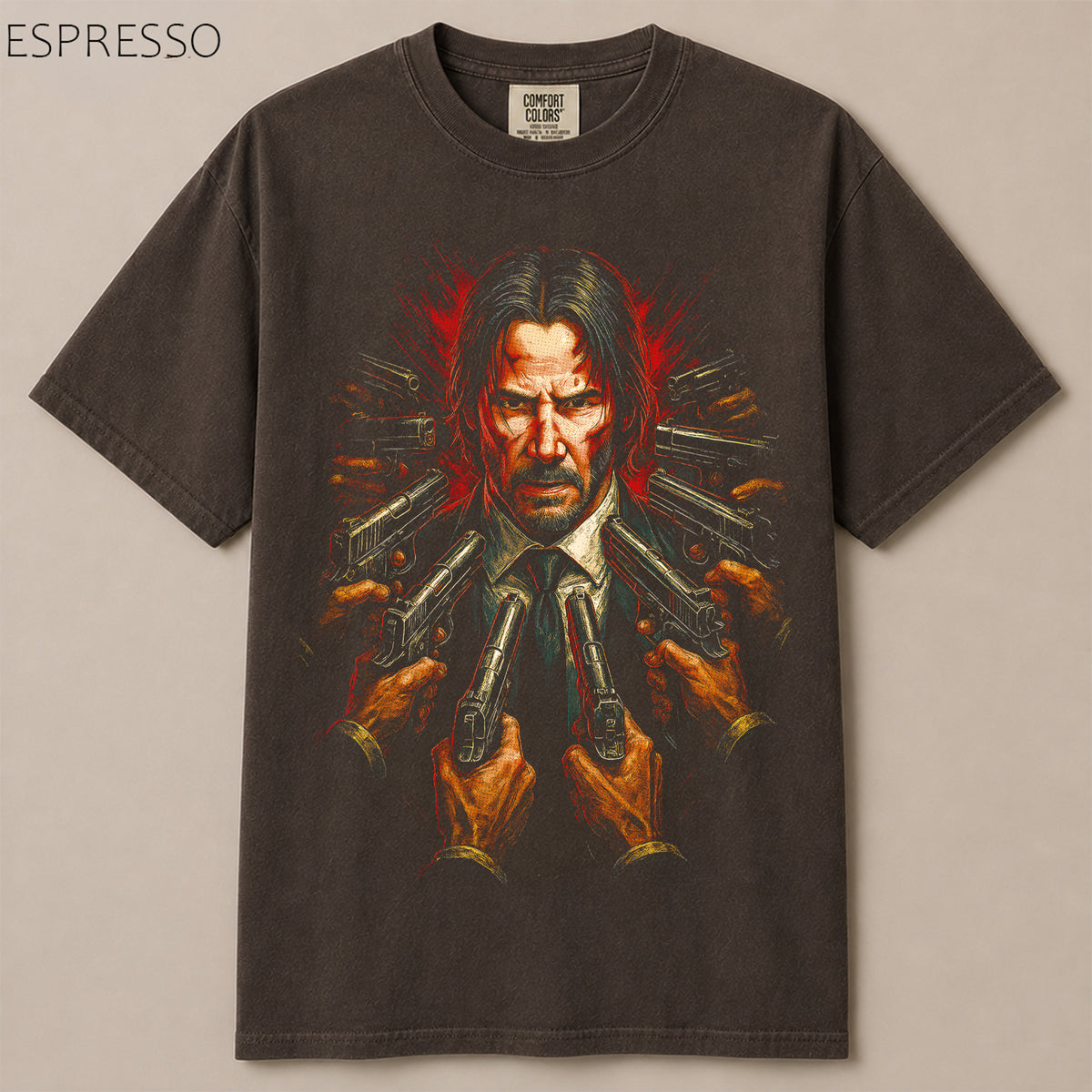 John Wick Surrounded By Guns Action Graphic Tee