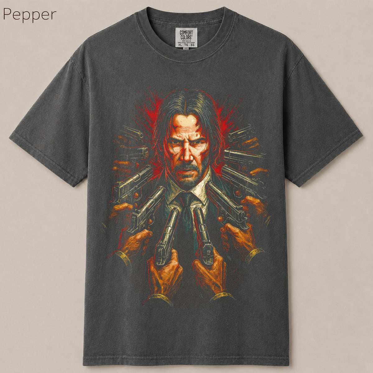 John Wick Surrounded By Guns Action Graphic Tee