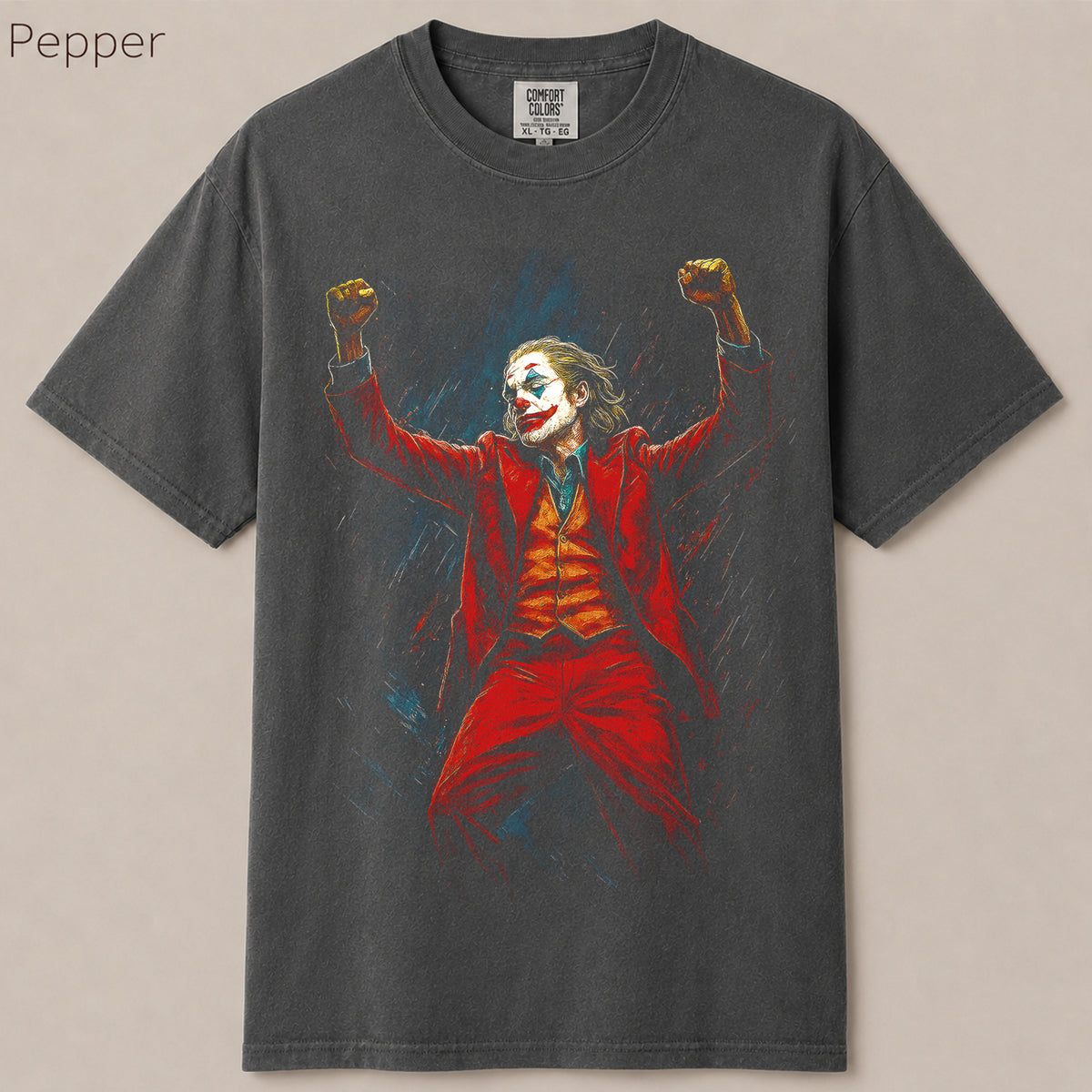 Joker Dancing Red Suit Iconic Villain Graphic Tee