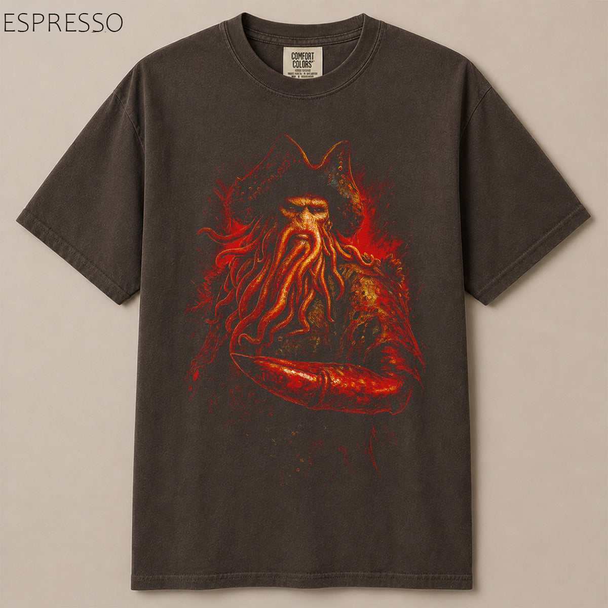 Davy Jones Octopus Pirate Captain Graphic Tee