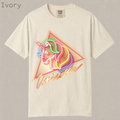 Neon Unicorn retro 80s shirt. Glowing unicorn neon sign graphic in triangle frame, vaporwave aesthetic tee on soft garment-dyed cotton.