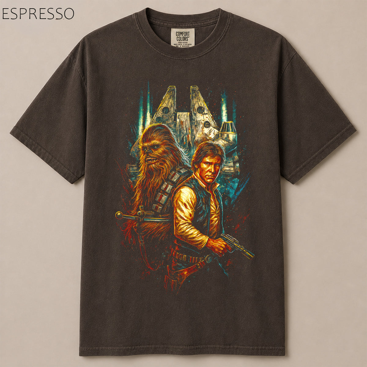 Smuggler and Wookiee Falcon Duo Heroes Graphic Tee