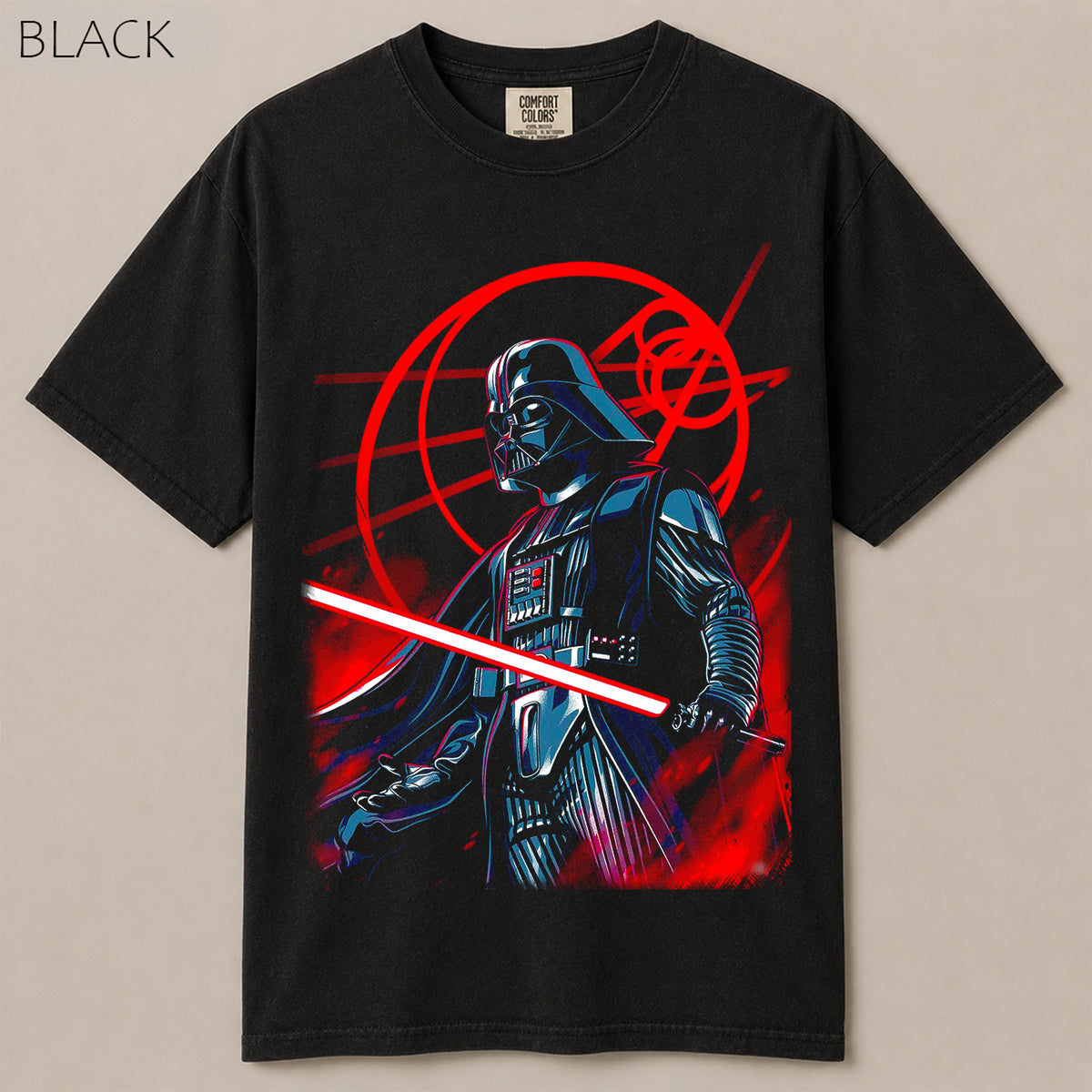 Dark Lord Red Lightsaber Neon Circle Graphic Tee