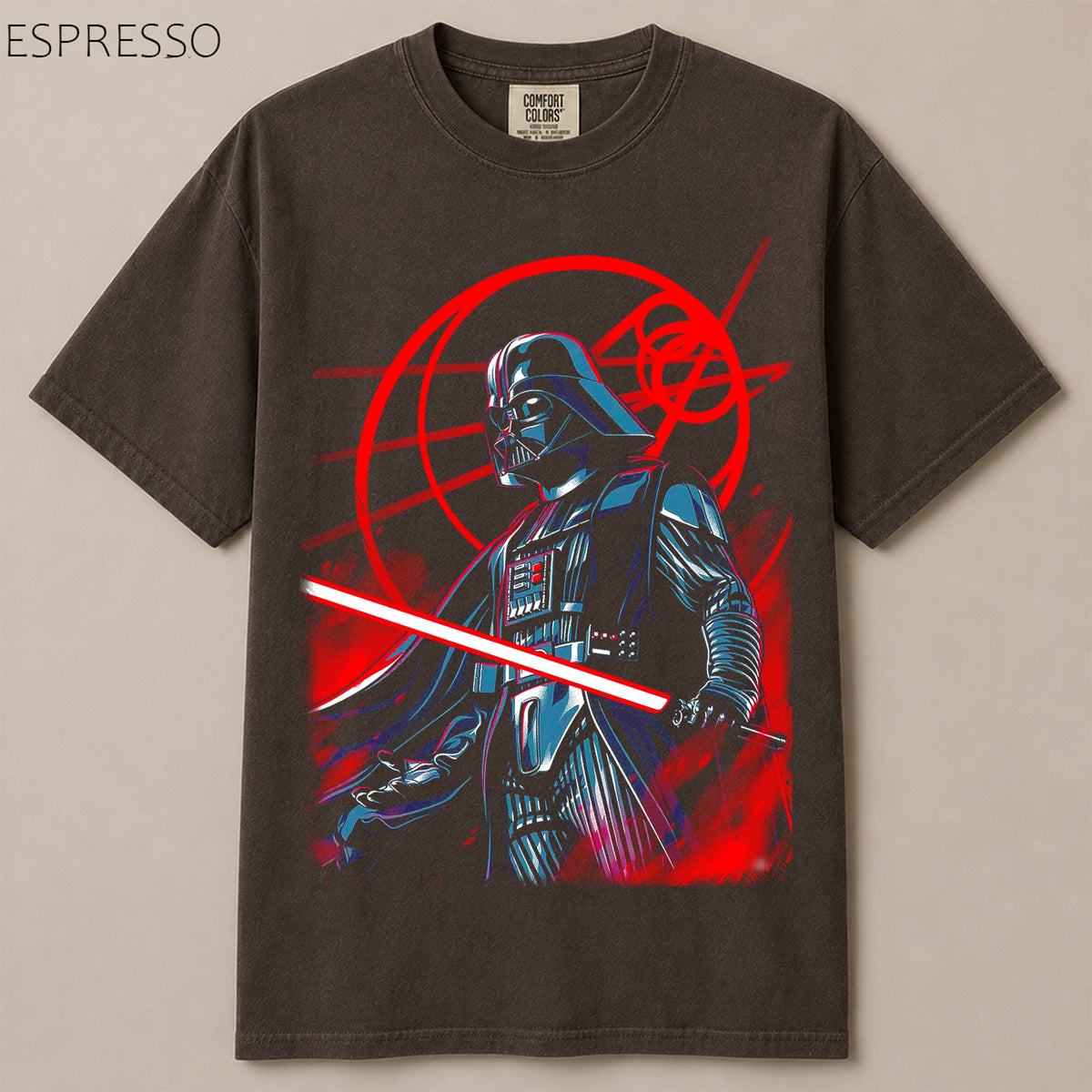 Dark Lord Red Lightsaber Neon Circle Graphic Tee
