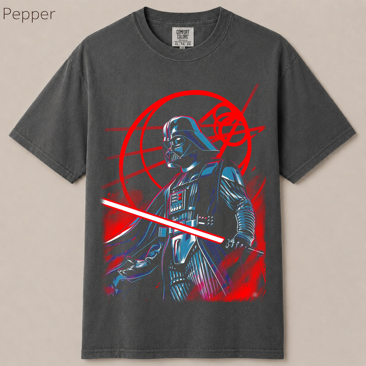Dark Lord Red Lightsaber Neon Circle Graphic Tee