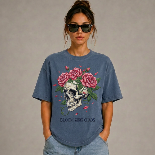 Bloom Within Chaos Embroidered Look T-Shirt