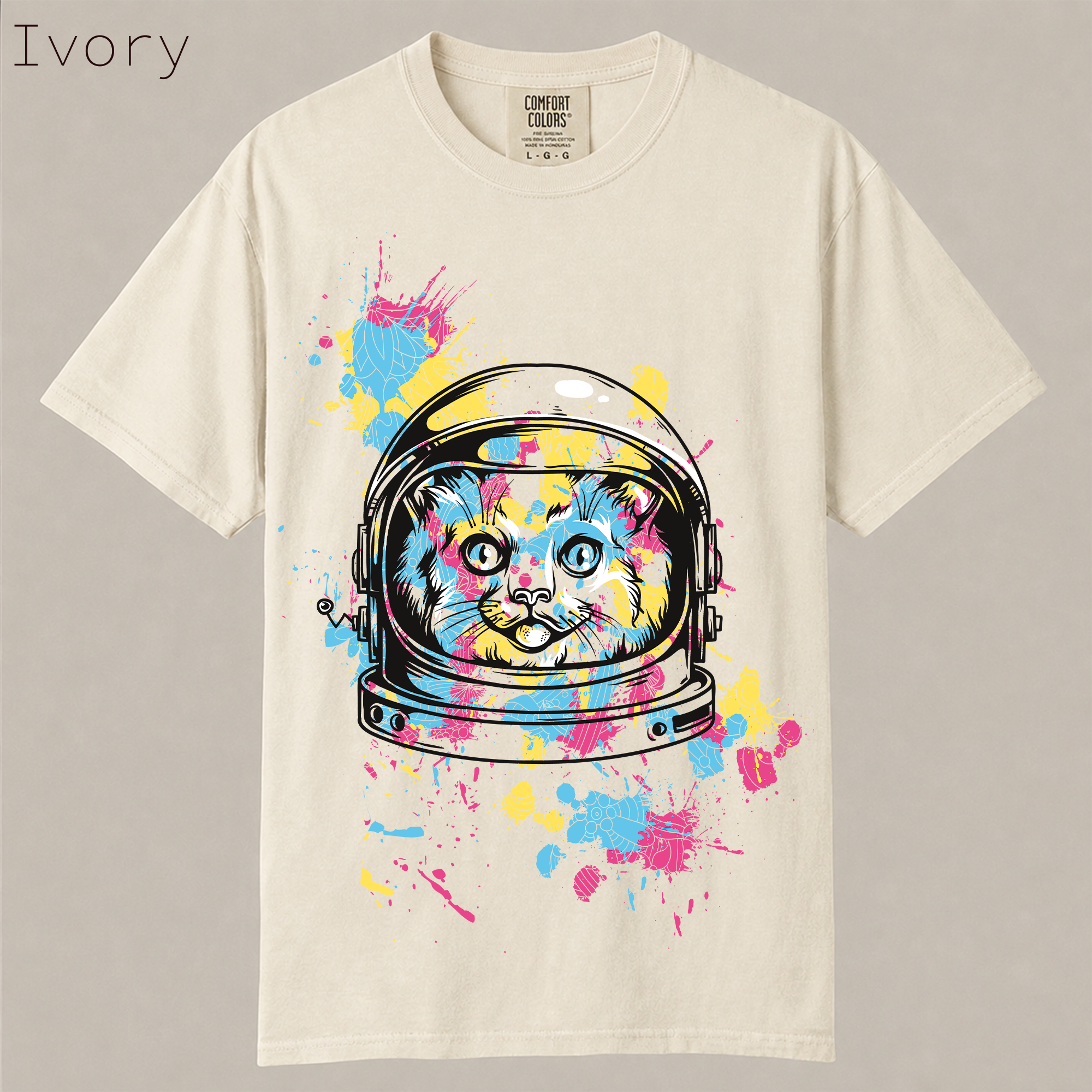 Astronaut Cat Paint Splatter T-Shirt