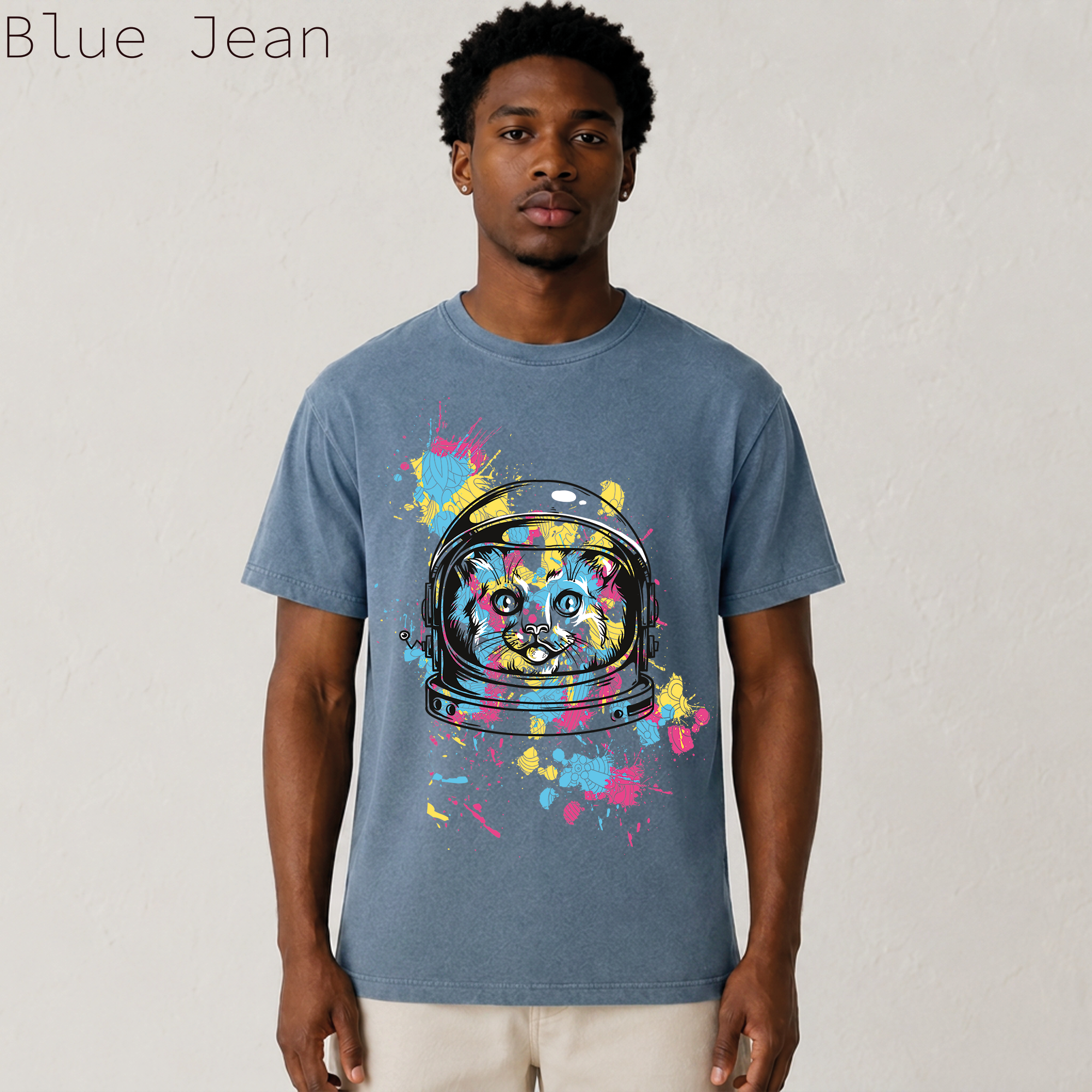 Astronaut Cat Paint Splatter T-Shirt
