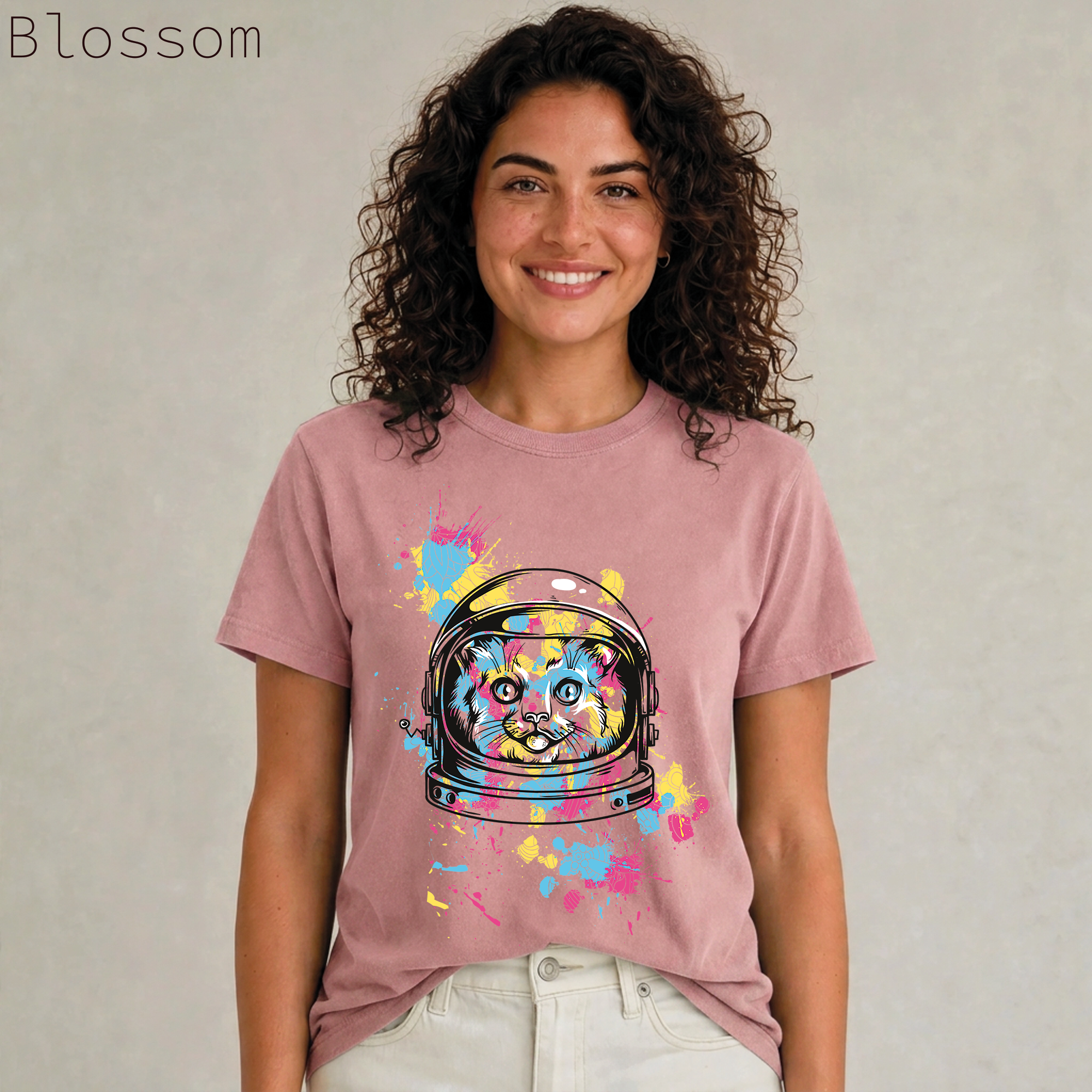 Astronaut Cat Paint Splatter T-Shirt