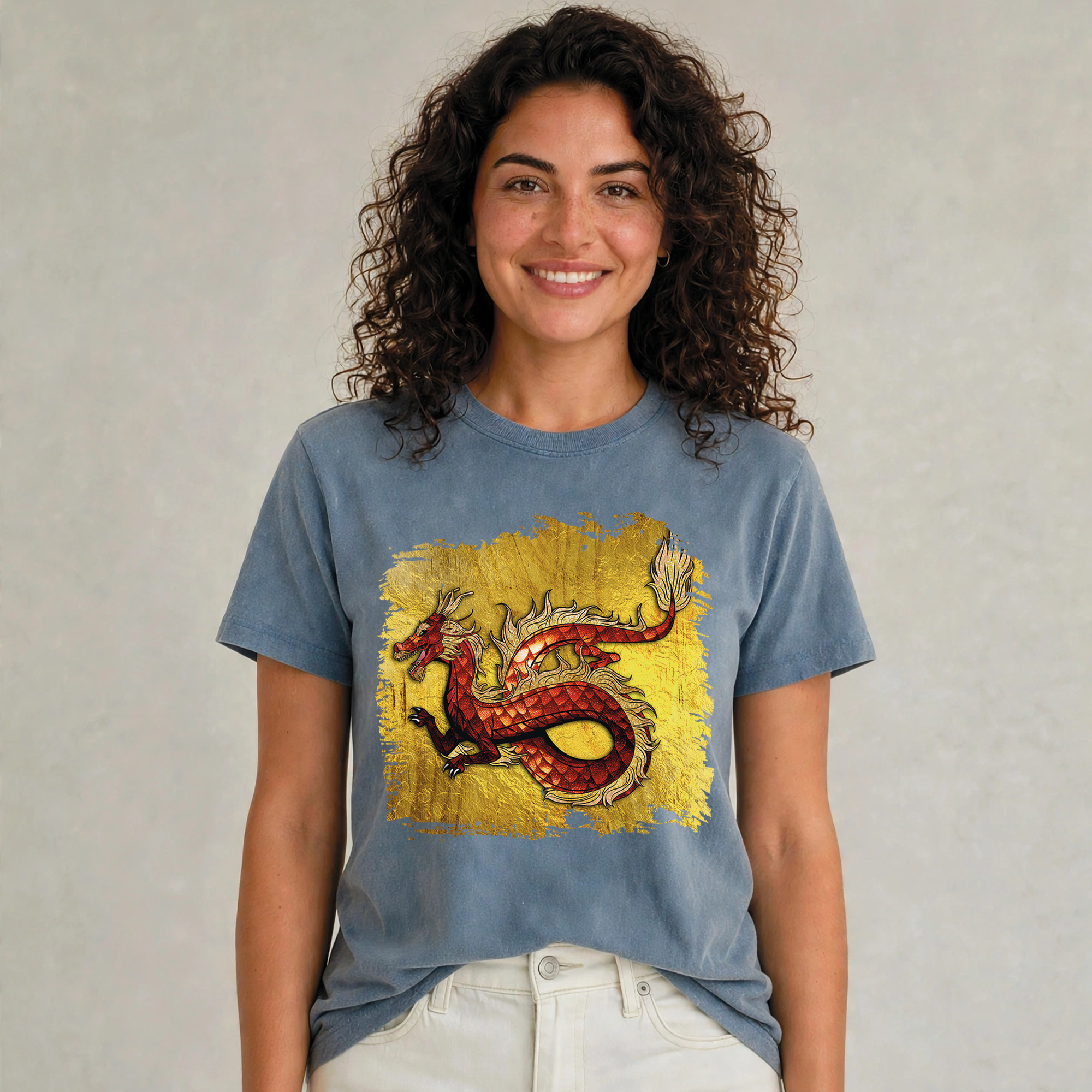 Golden Red Dragon Graphic Tee