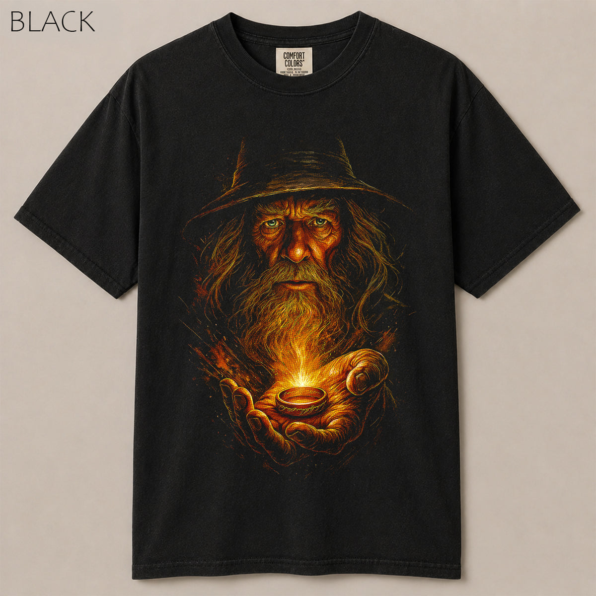 Gandalf Wizard Glowing Ring Fantasy Graphic Tee