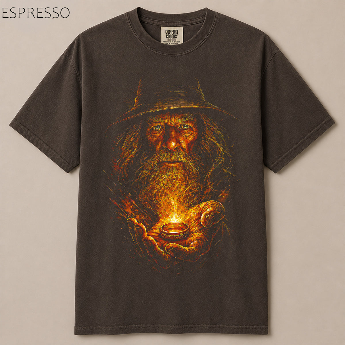 Gandalf Wizard Glowing Ring Fantasy Graphic Tee