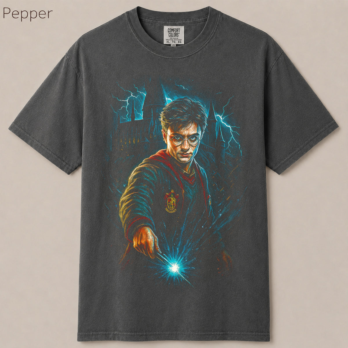 Wizard Boy Castle Lightning Spell Graphic Tee