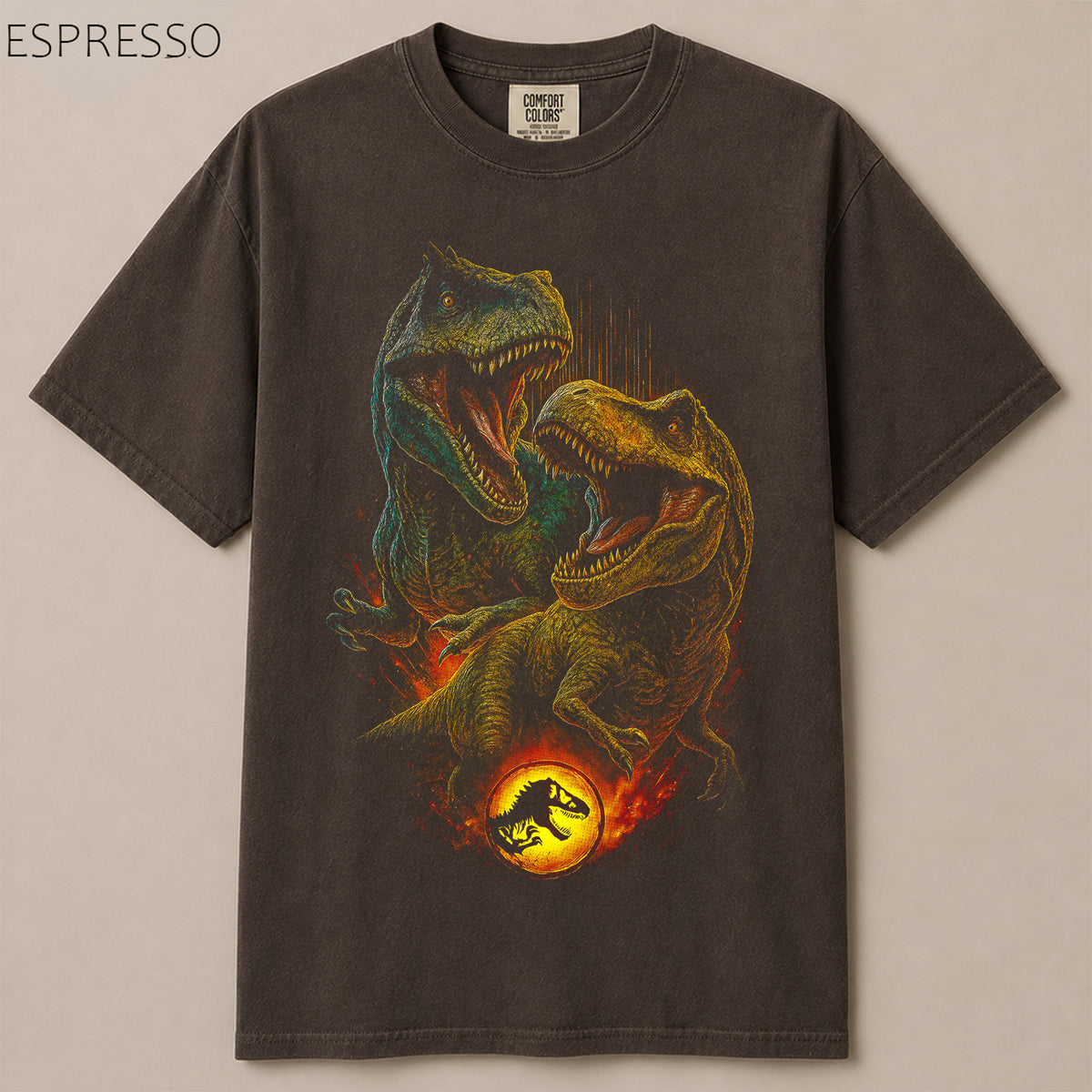 T-Rex Roaring Battle Jurassic Graphic Tee