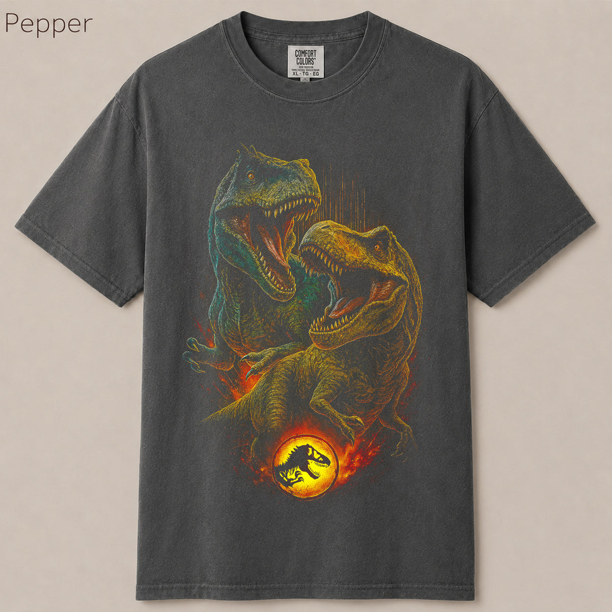 T-Rex Roaring Battle Jurassic Graphic Tee