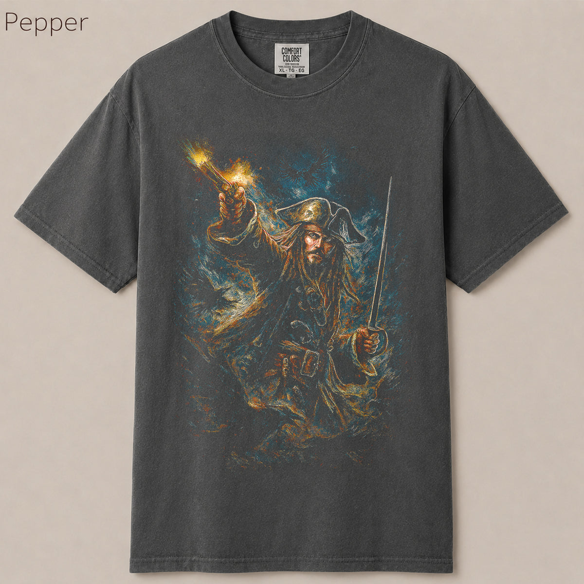 Captain Jack Sparrow Gun and Sword Pirate Graphic Tee
