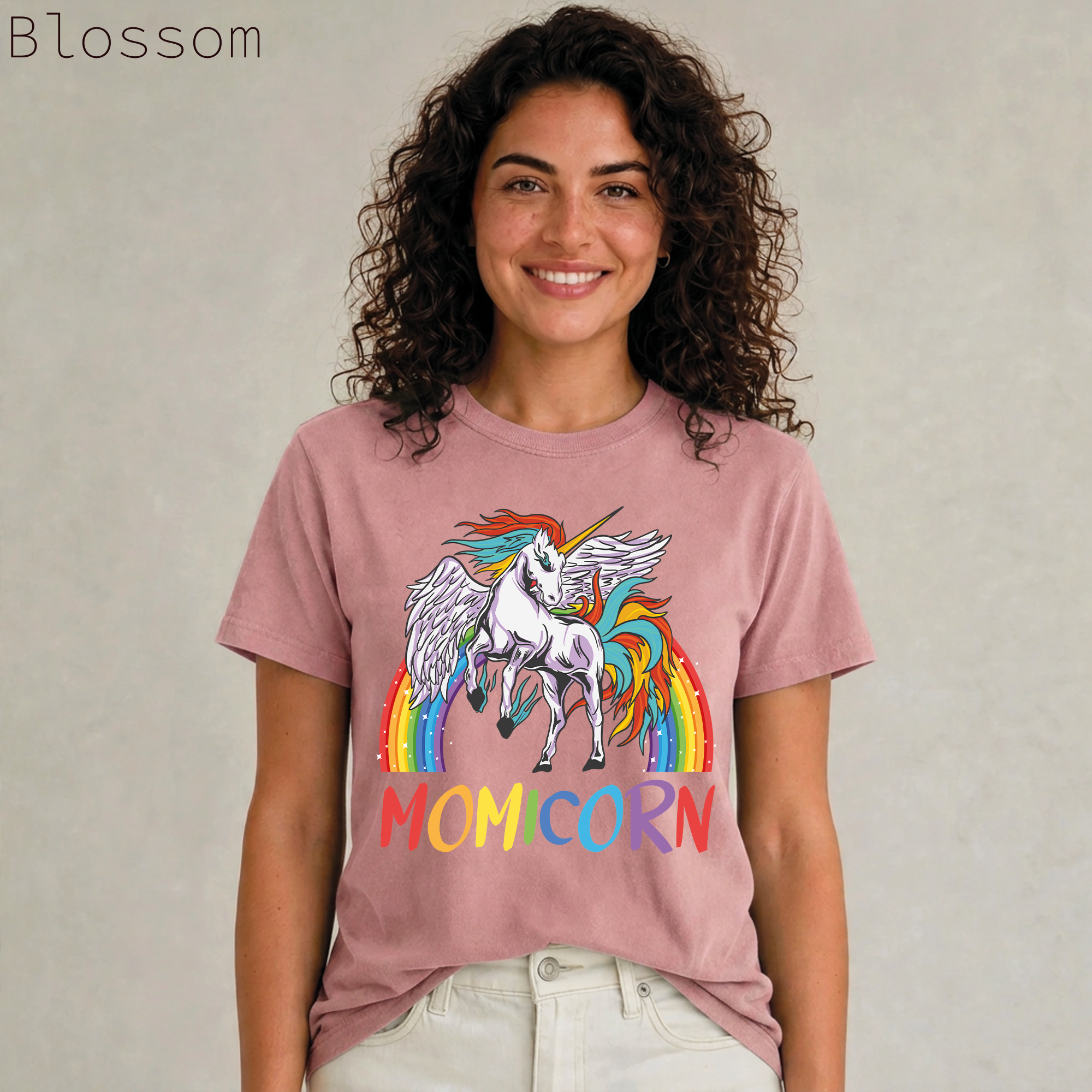 Momicorn Rainbow Unicorn Graphic Tee