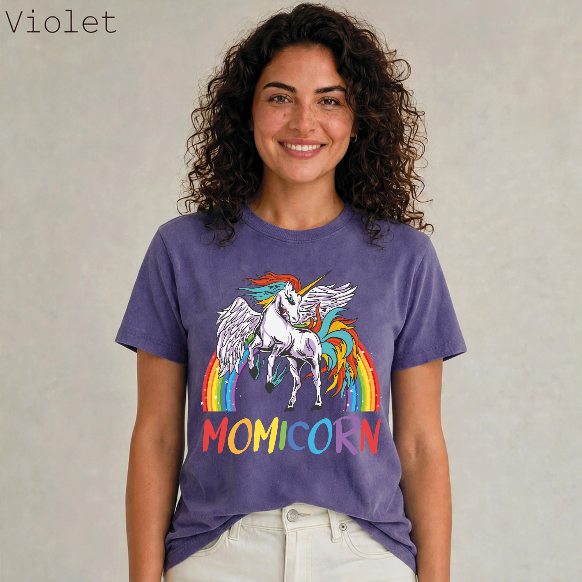 Momicorn Rainbow Unicorn Graphic Tee