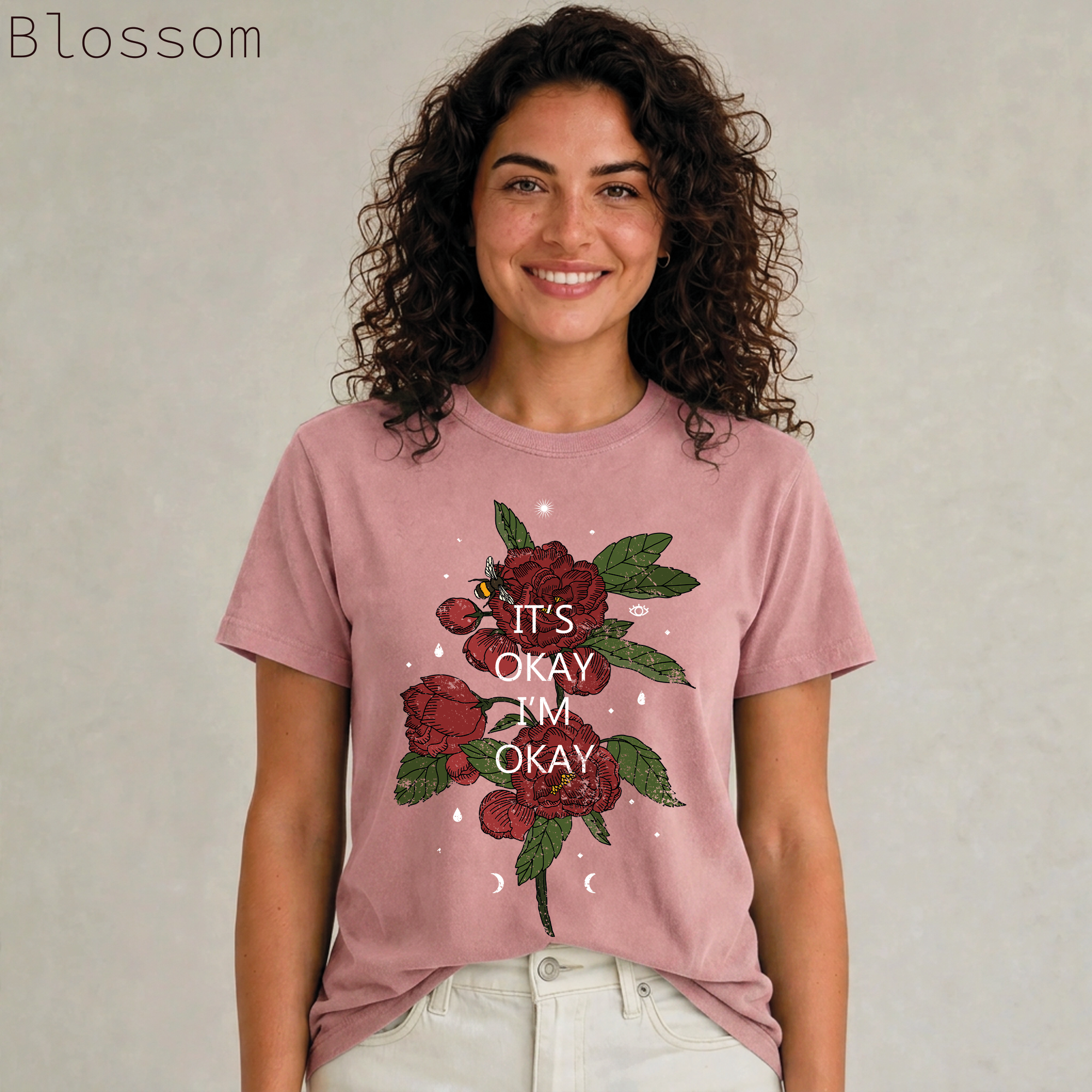 It's Okay I'm Okay Floral Graphic Tee