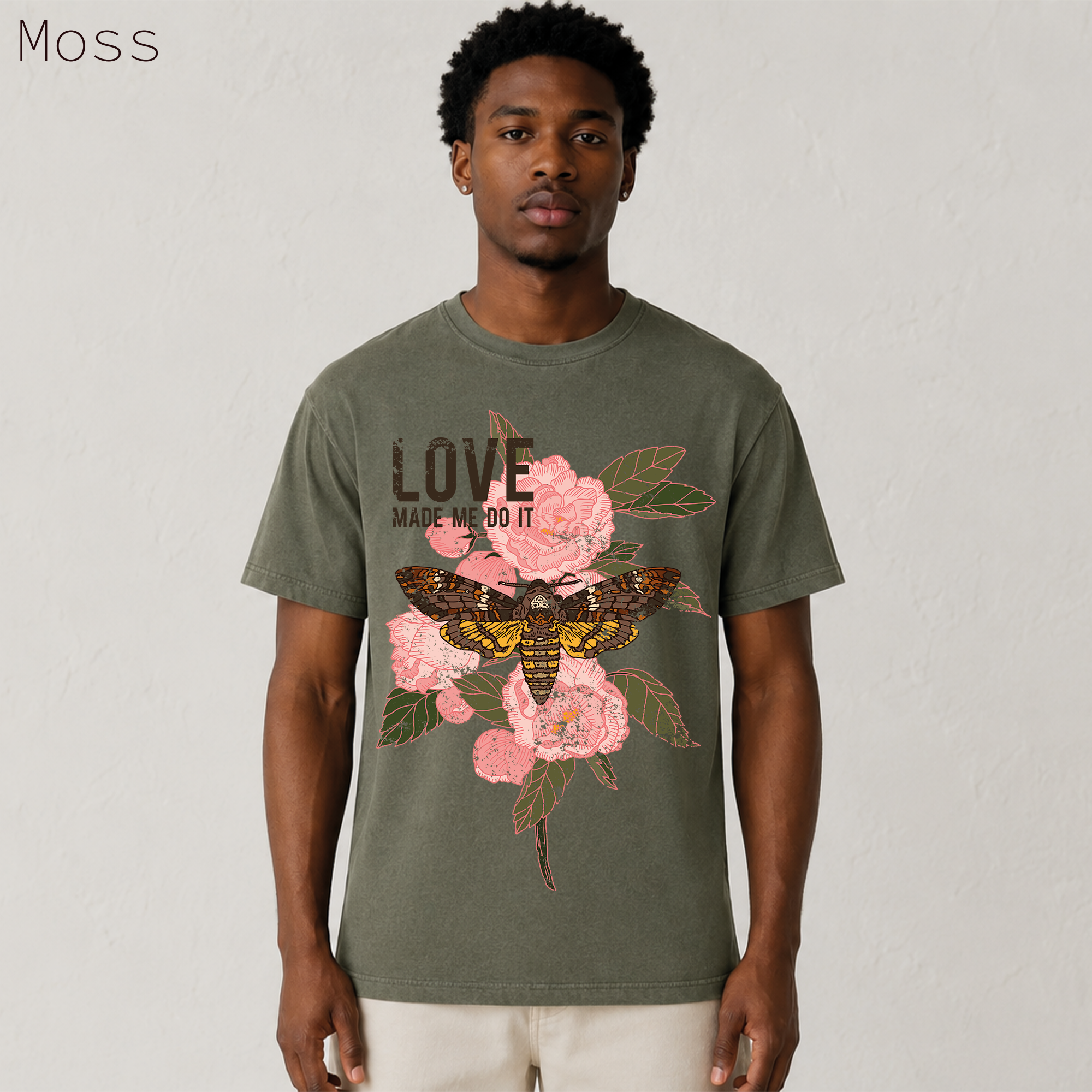 Love Made Me Do It Moth Floral Graphic Tee