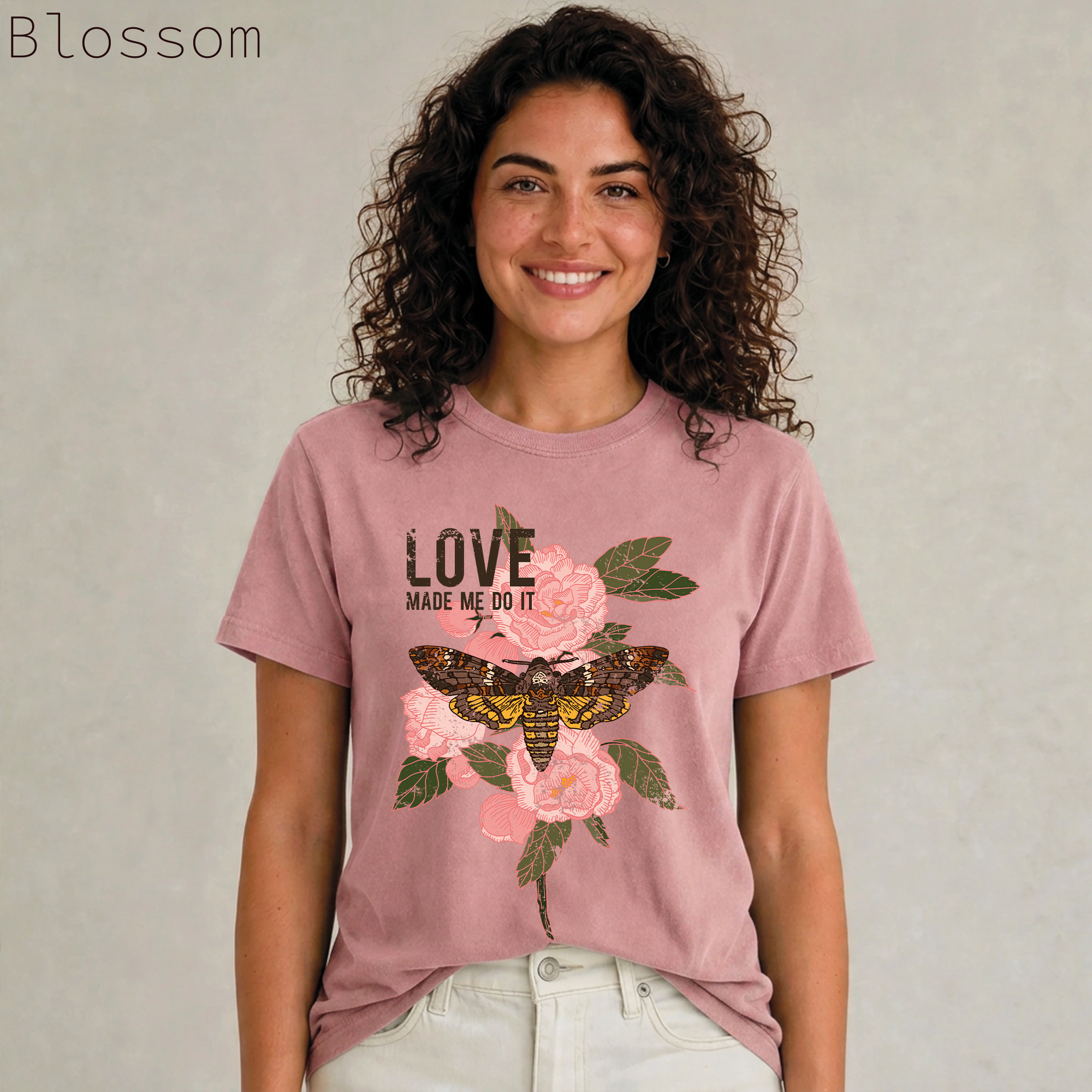 Love Made Me Do It Moth Floral Graphic Tee