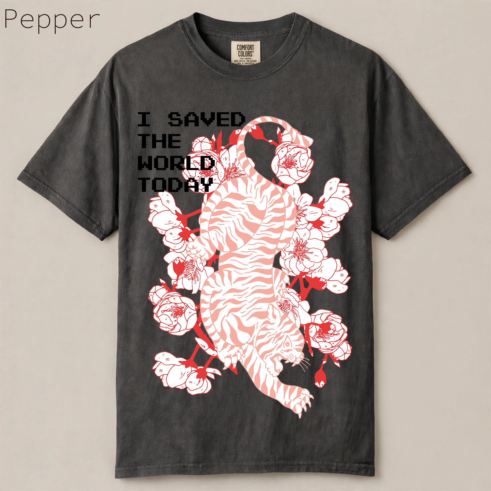 I Saved The World Today Tiger Floral Graphic Tee