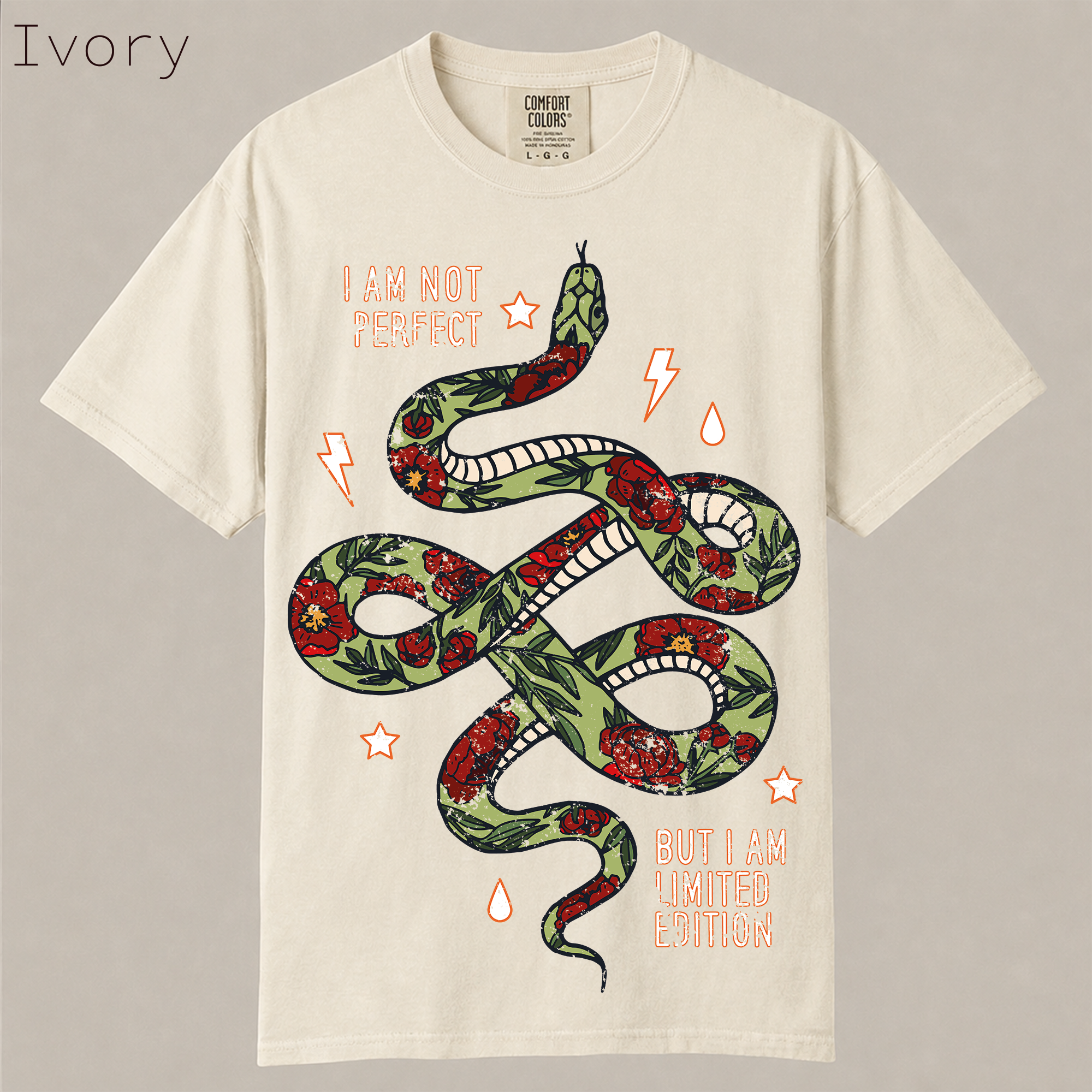I Am Not Perfect But I Am Limited Edition Snake Floral Graphic Tee