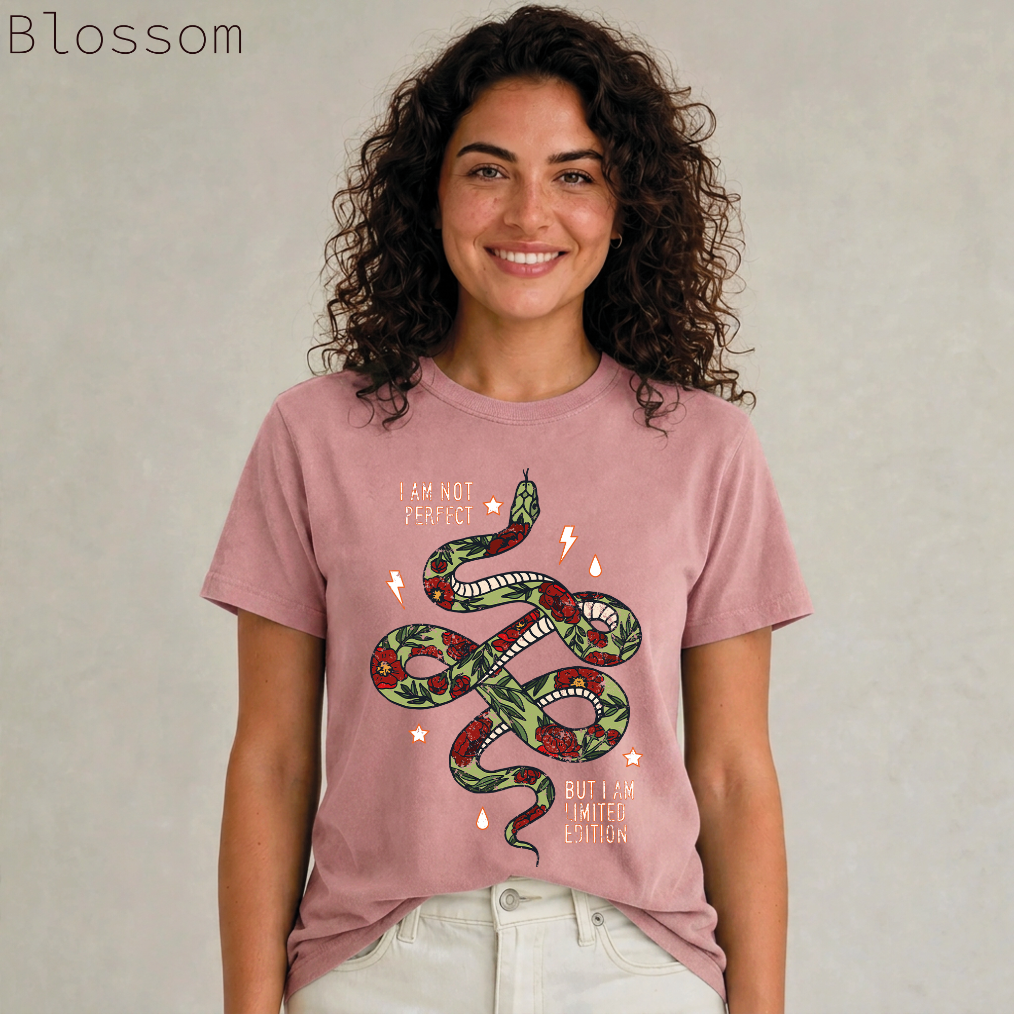 I Am Not Perfect But I Am Limited Edition Snake Floral Graphic Tee