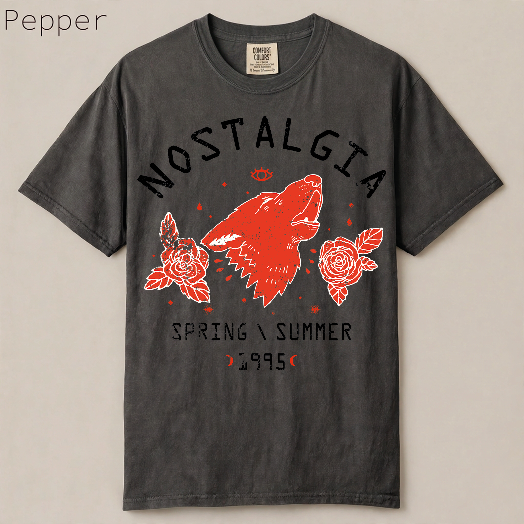 Nostalgia Wolf Rose Graphic Tee