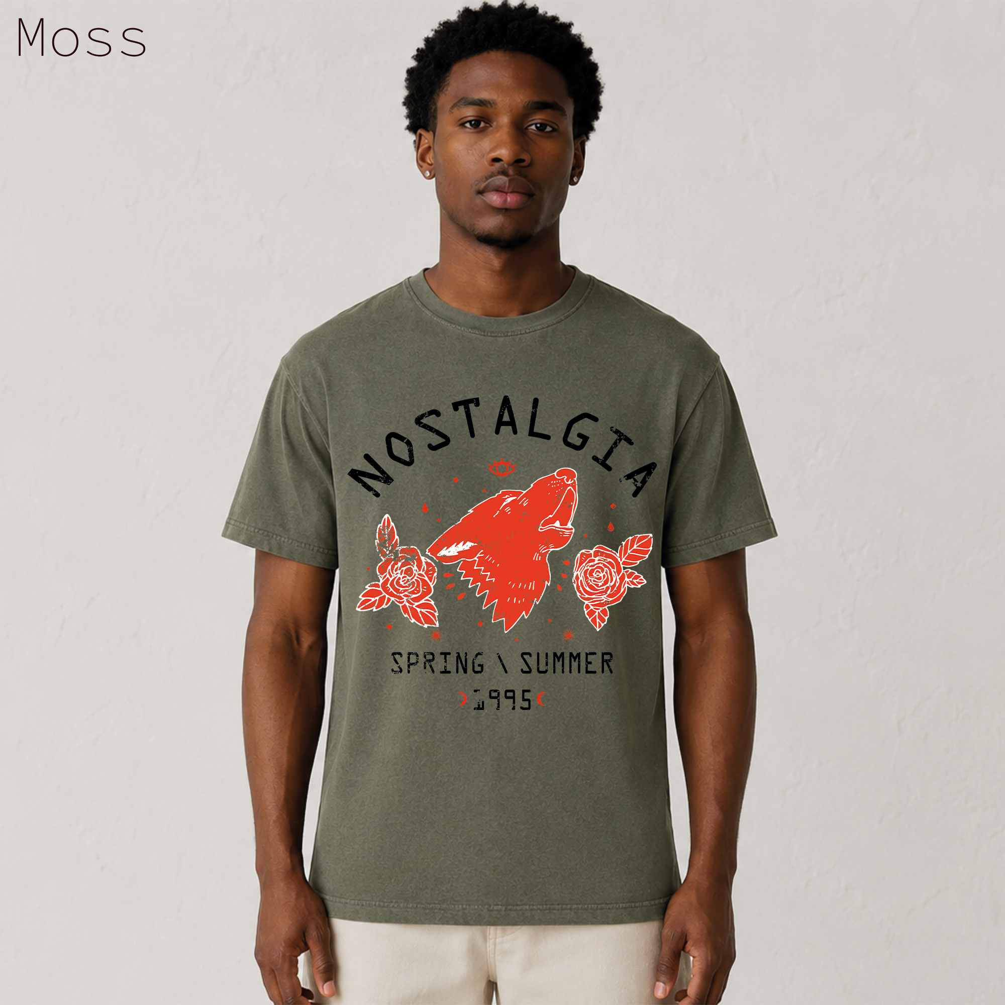 Nostalgia Wolf Rose Graphic Tee